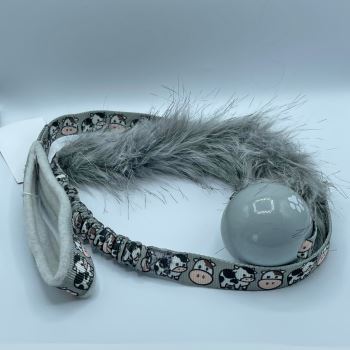 Elvis Cow Bungee Chaser Grey Ball Grey Faux Fur Dog Toy