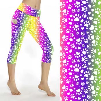 Summer Rainbow Paws Leggings - Capri Length