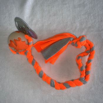 Orbee-Tuff Orange Glow Planet Dog Ball with fleece handle.