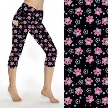 Pink Paws SCULPT Yoga Leggings - Capri Length